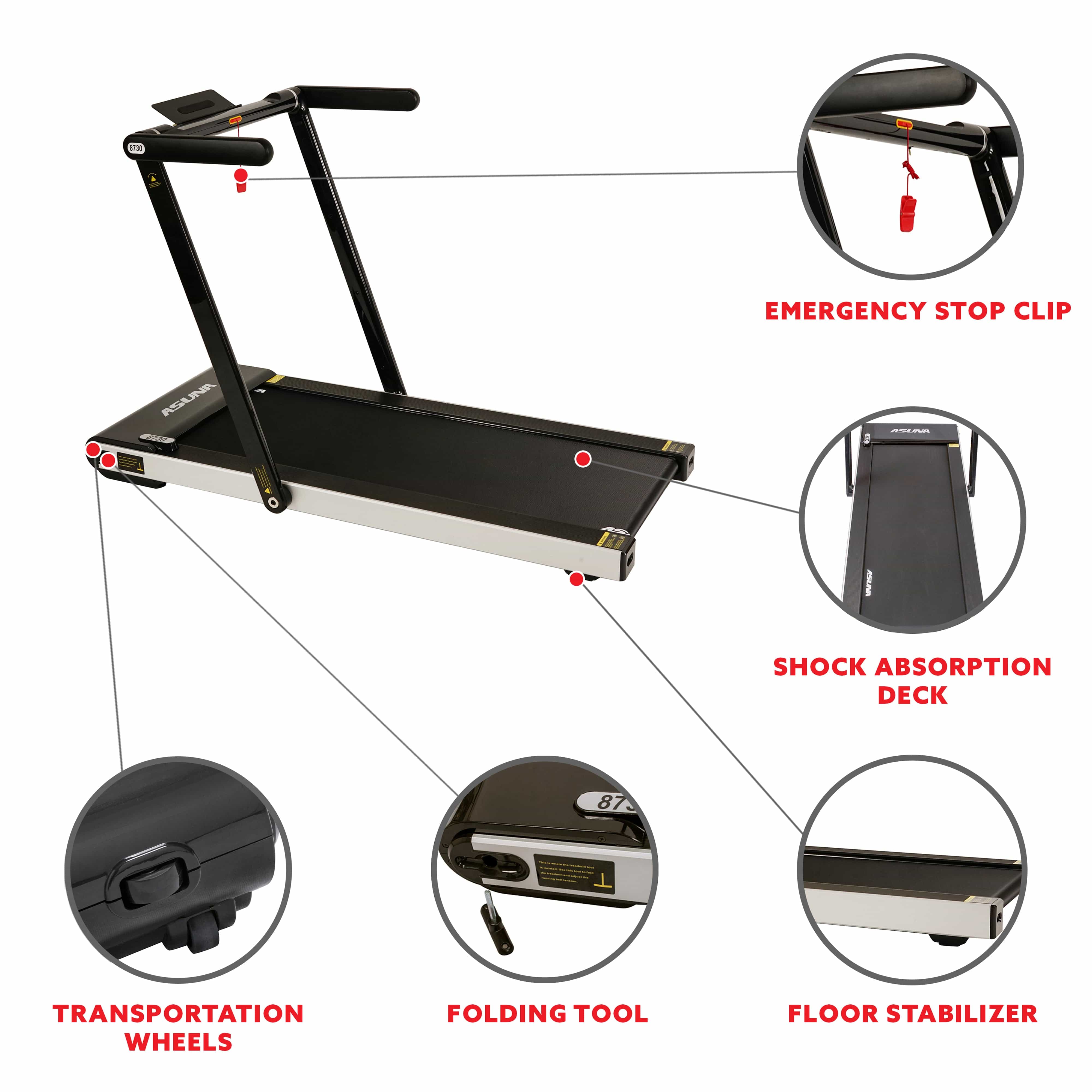 ASUNA 8730 Slim Folding Motorized Treadmill - Treadmills and Fitness World