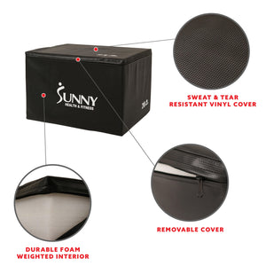 Sunny Health & Fitness 3 in 1 Weighted Pro-Plyo Box 30" 24" 20" - NO. 085 - Treadmills and Fitness World