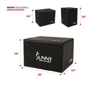 Sunny Health & Fitness 3 in 1 Weighted Pro-Plyo Box 30" 24" 20" - NO. 085 - Treadmills and Fitness World