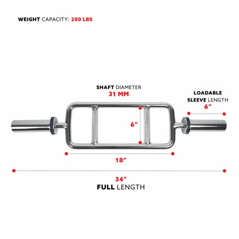 Image of Sunny Health & Fitness 34" Olympic Tricep Bar with Ring Collars - Treadmills and Fitness World
