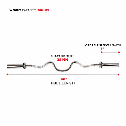 Image of Sunny Health & Fitness 48" Olympic Super Curl Bar with Ring Collars - Treadmills and Fitness World