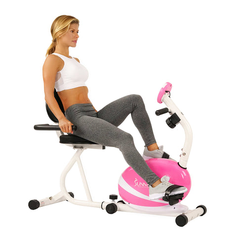 Image of Sunny Health & Fitness Pink Magnetic Recumbent Bike - P8400 - Treadmills and Fitness World