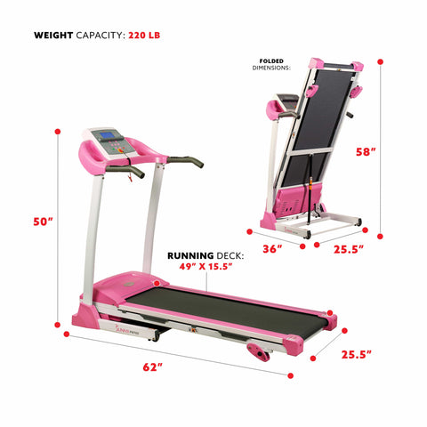 Image of Sunny Health & Fitness P8700 Pink Treadmill - Treadmills and Fitness World