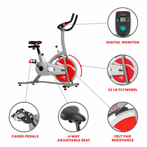 Image of Sunny Health & Fitness Indoor Cycling Bike - SF-B1203 - Treadmills and Fitness World