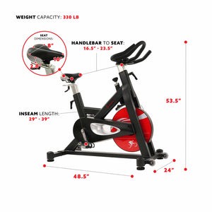 Sunny Health & Fitness Evolution Pro Magnetic Belt Drive Indoor Cycling Bike - SF-B1714 - Treadmills and Fitness World