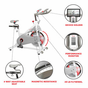Sunny Health & Fitness Magnetic Belt Drive Premium Indoor Cycling Bike - SF-B1876 - Treadmills and Fitness World