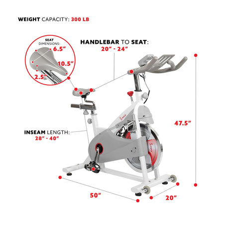 Image of Sunny Health & Fitness Magnetic Belt Drive Premium Indoor Cycling Bike - SF-B1876 - Treadmills and Fitness World