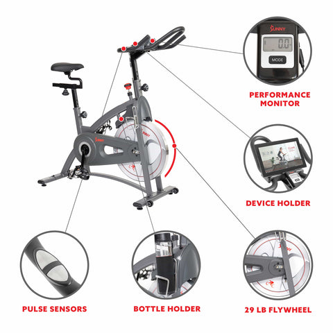 Image of Sunny Health & Fitness Endurance Belt Drive Magnetic Indoor Exercise Cycle Bike - SF-B1877 - Treadmills and Fitness World