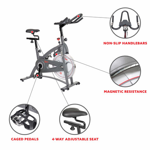 Image of Sunny Health & Fitness Endurance Belt Drive Magnetic Indoor Exercise Cycle Bike - SF-B1877 - Treadmills and Fitness World