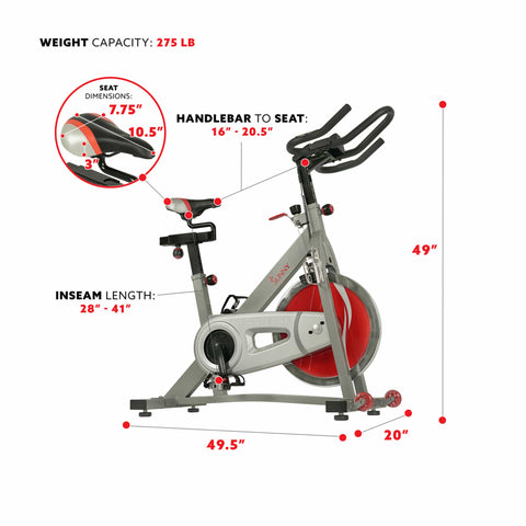 Image of Sunny Health & Fitness Pro II Indoor Cycling Bike with Device Mount and Advanced Display – SF-B1995 - Treadmills and Fitness World
