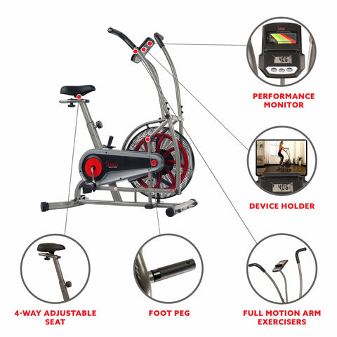 Image of Sunny Health & Fitness Motion Air Bike - SF-B2916 - Treadmills and Fitness World