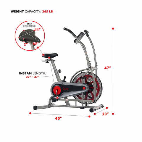 Image of Sunny Health & Fitness Motion Air Bike - SF-B2916 - Treadmills and Fitness World
