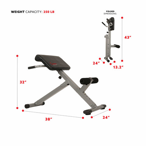 Image of Sunny Health & Fitness 45 Degree Hyperextension Roman Chair - Treadmills and Fitness World