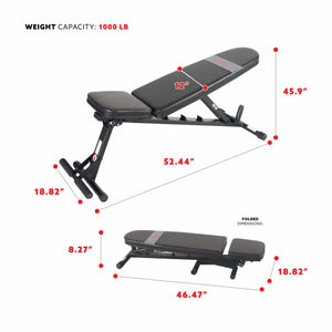 Sunny Health & Fitness Adjustable Utility Weight Bench - SF-BH6921 - Treadmills and Fitness World