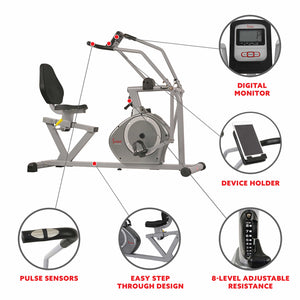 Sunny Health & Fitness Cross Training Magnetic Recumbent Bike - SF-RB4708 - Treadmills and Fitness World