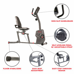 Sunny Health & Fitness Magnetic Recumbent Bike - SF-RB4806 - Treadmills and Fitness World