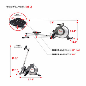 Sunny Health & Fitness SF-RW5515 Magnetic Rowing Machine - Treadmills and Fitness World