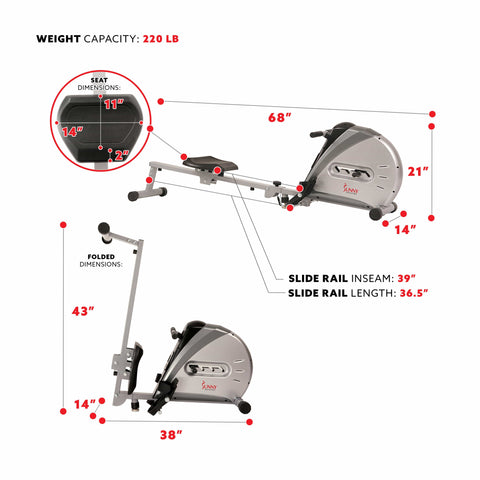 Image of Sunny Health & Fitness SF-RW5606 Elastic Cord Rowing Machine - Treadmills and Fitness World