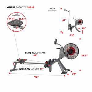 Sunny Health & Fitness Magnetic Air Rower - SF-RW5940 - Treadmills and Fitness World