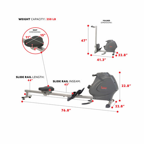 Image of Sunny Health & Fitness Multifunction SPM Magnetic Rowing Machine - SF-RW5941 - Treadmills and Fitness World
