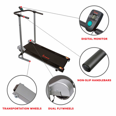Image of Sunny Health & Fitness SF-T1407M Manual Walking Treadmill - Treadmills and Fitness World