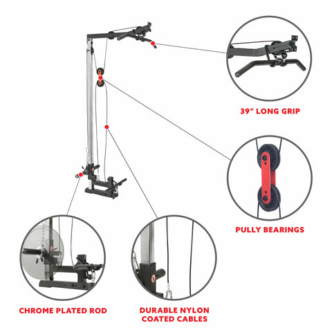 Image of Sunny Health & Fitness Lat Pull Down Attachment Pulley System for Power Racks – SF-XF9927 - Treadmills and Fitness World