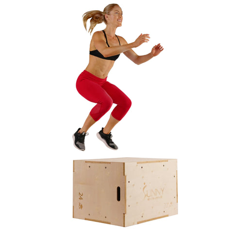 Image of Sunny Health & Fitness Wood Plyo Box with Cover - NO. 084 - Treadmills and Fitness World