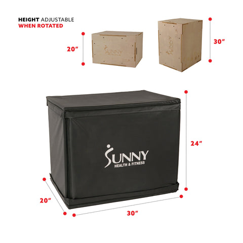 Image of Sunny Health & Fitness Wood Plyo Box with Cover - NO. 084 - Treadmills and Fitness World