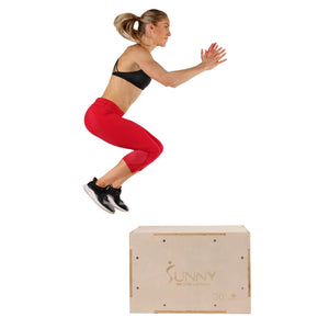 Sunny Health & Fitness Wood Plyo Box with Cover - NO. 084 - Treadmills and Fitness World