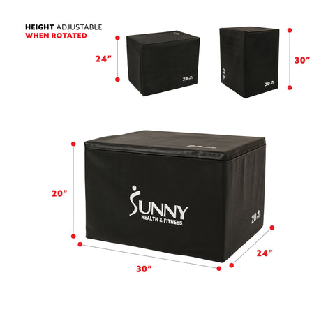 Image of Sunny Health & Fitness 3 in 1 Weighted Pro-Plyo Box 30" 24" 20" - NO. 085 - Treadmills and Fitness World