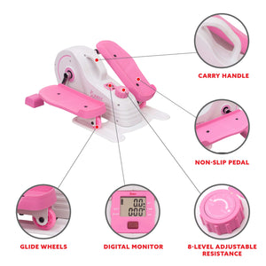 Sunny Health & Fitness Pink Under Desk Elliptical Machine - P2030 - Treadmills and Fitness World