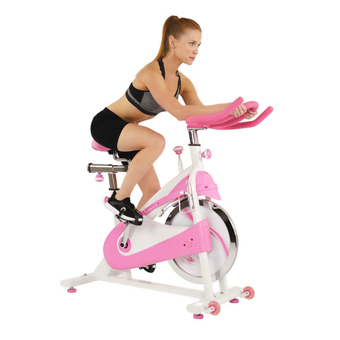 Image of Sunny Health & Fitness P8150 Pink Belt Drive Premium Indoor Cycling Bike - Treadmills and Fitness World