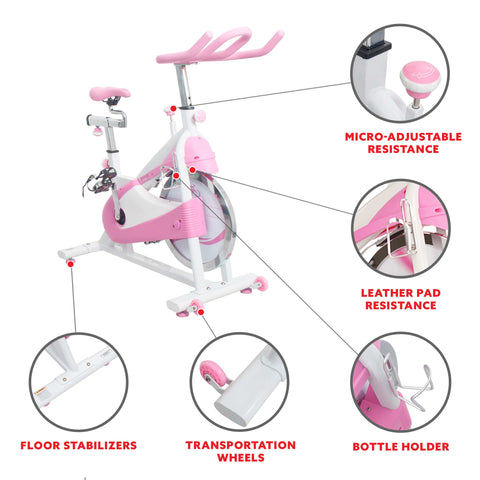 Image of Sunny Health & Fitness P8150 Pink Belt Drive Premium Indoor Cycling Bike - Treadmills and Fitness World