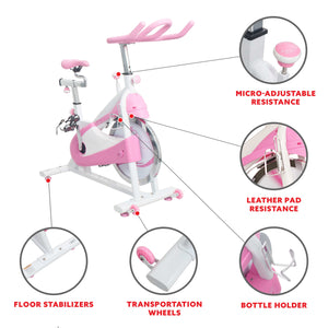 Sunny Health & Fitness P8150 Pink Belt Drive Premium Indoor Cycling Bike - Treadmills and Fitness World