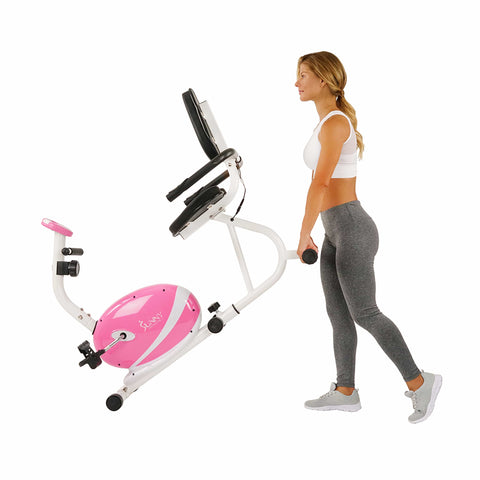 Image of Sunny Health & Fitness Pink Magnetic Recumbent Bike - P8400 - Treadmills and Fitness World