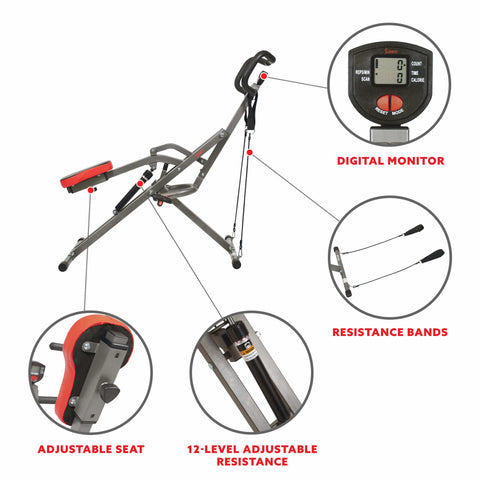 Image of Sunny Health & Fitness Row-N-Ride PRO™ Squat Assist Trainer - SF-A020052 - Treadmills and Fitness World