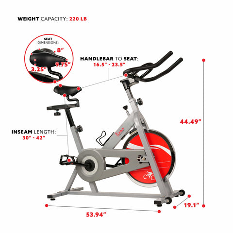 Image of Sunny Health & Fitness SF-B1001S Indoor Cycling Bike - Silver - Treadmills and Fitness World