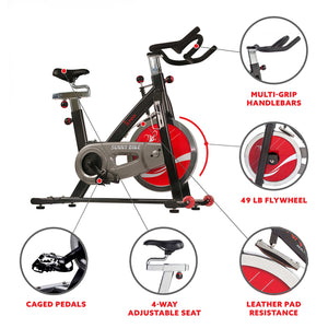 Sunny Health & Fitness SF-B1002 Belt Drive Indoor Cycling Bike - Treadmills and Fitness World