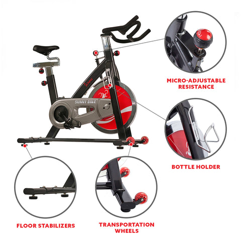 Image of Sunny Health & Fitness SF-B1002 Belt Drive Indoor Cycling Bike - Treadmills and Fitness World