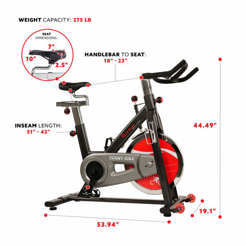 Image of Sunny Health & Fitness SF-B1002 Belt Drive Indoor Cycling Bike - Treadmills and Fitness World