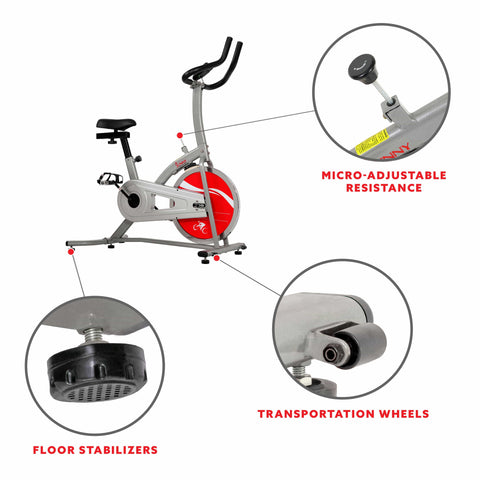 Image of Sunny Health & Fitness Indoor Cycling Bike - SF-B1203 - Treadmills and Fitness World