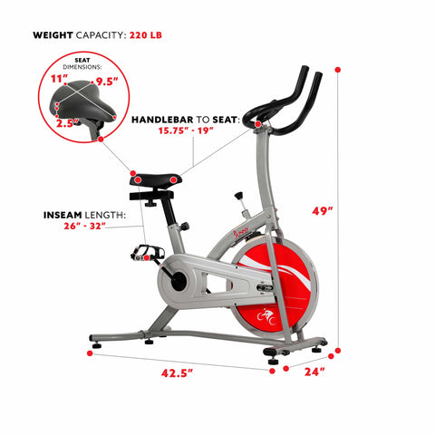 Image of Sunny Health & Fitness Indoor Cycling Bike - SF-B1203 - Treadmills and Fitness World