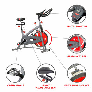 Sunny Health & Fitness SF-B1423 Belt Drive Indoor Cycling Bike - Treadmills and Fitness World