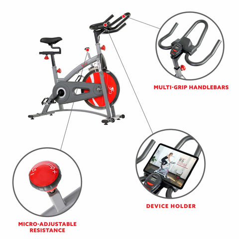 Image of Sunny Health & Fitness SF-B1423 Belt Drive Indoor Cycling Bike - Treadmills and Fitness World