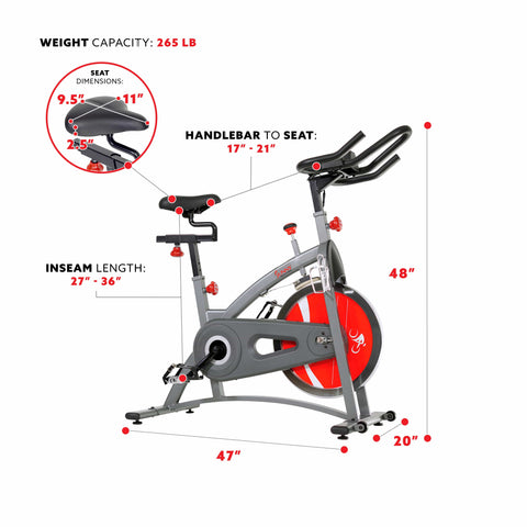 Image of Sunny Health & Fitness SF-B1423 Belt Drive Indoor Cycling Bike - Treadmills and Fitness World