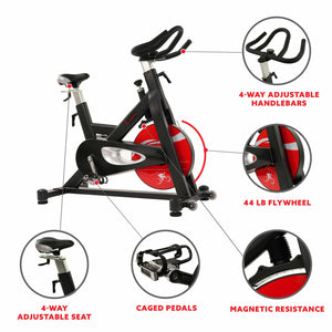 Sunny Health & Fitness Evolution Pro Magnetic Belt Drive Indoor Cycling Bike - SF-B1714 - Treadmills and Fitness World