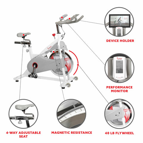 Image of Sunny Health & Fitness Magnetic Belt Drive Premium Indoor Cycling Bike - SF-B1876 - Treadmills and Fitness World