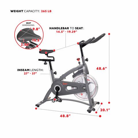 Image of Sunny Health & Fitness Endurance Belt Drive Magnetic Indoor Exercise Cycle Bike - SF-B1877 - Treadmills and Fitness World