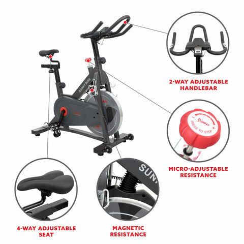 Image of Sunny Health & Fitness Pro II Magnetic Indoor Cycling Bike - B1964 - Treadmills and Fitness World