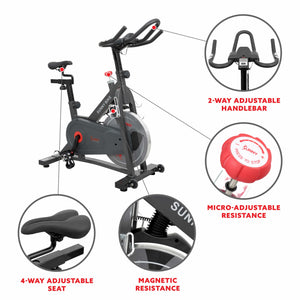 Sunny Health & Fitness Pro II Magnetic Indoor Cycling Bike - B1964 - Treadmills and Fitness World